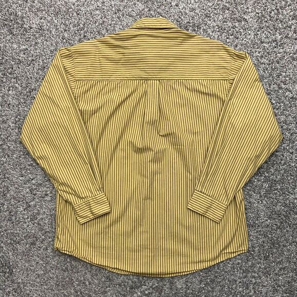Vintage Striped Button Down Shirt Long Sleeve Vertical Stripe y2k Brown Large - Picture 8 of 8